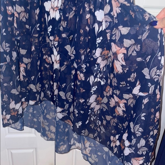 Blue High Low Sundress with Flutter Sleeves and V-Neck - Picture 8 of 10